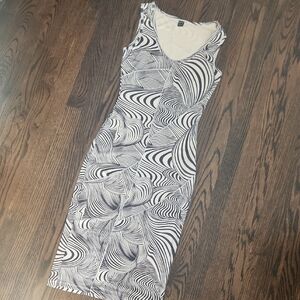 SHEIN Monochrome Swirl Midi Dress